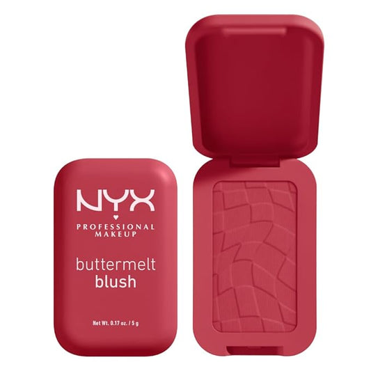 NYX PROFESSIONAL MAKEUP Buttermelt Powder Blush, Fade and Transfer-Resistant Blush, Up to 12HR Make Up Wear, Vegan Formula - Back And Butta