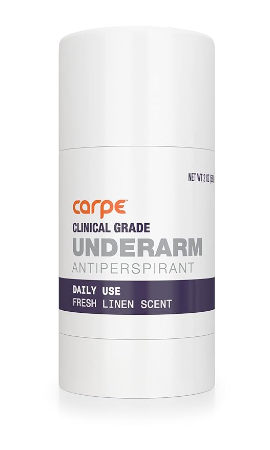 Carpe Clinical Strength Deodorant + Clinical Antiperspirant - Clinical Grade Solid Stick - Fresh Linen Scent - Combat Excessive Underarm Sweating - Great for Hyperhidrosis