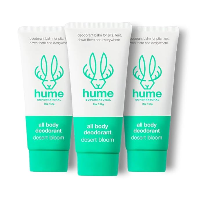 Hume Supernatural Invisible Whole Body Deo Balm - Full Body Protection - Aluminum Free, No Baking Soda - Anti-Chafing Odor Control - Clinically Tested on Sensitive Skin (Desert Bloom, 3-Pack)