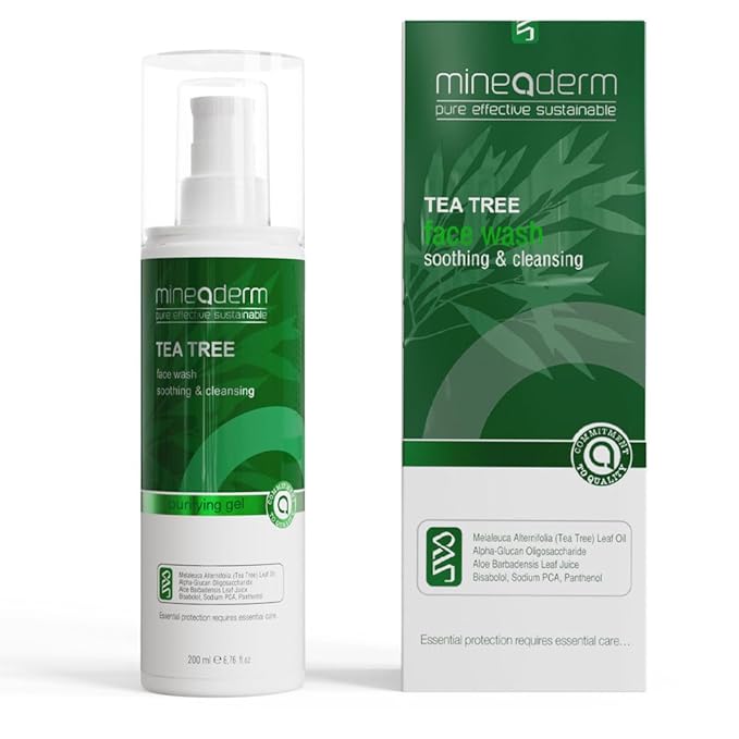 Tea Tree Face Wash for Acne-Prone Skin – Purifying Cleanser with Aloe Vera, Panthenol & Bisabolol – Fights Acne & Controls Oil – Gentle Daily Gel Wash – 200ml