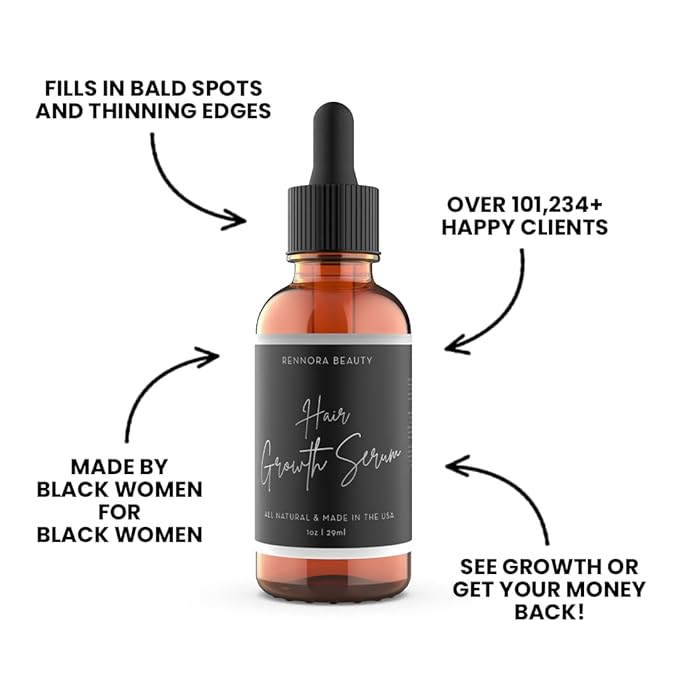 Rennora Hair Growth Serum with Organic Herbs and Natural Vitamins, Peppermint Oil, Stinging Nettle, and Rosemary Oil, No Chemicals, Formulated for Hair Regrowth (2 Pack - 60 Day Supply)