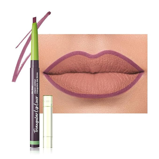 evpct Dark Purple Triangle Lip Liner Pencil Stick for Women, Retractable Lips Liner Pen Triangle Tip for Sculpting & Filling & Plumping, Longwear Lipliner Pencil, Vegan Cruelty Free Lip Filler Plumper