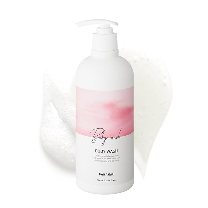 Korean Body Wash with Hyaluronic Acid & Aloe – Hydrating Moisturizing Cleanser for All Skin – Infused with Natural Extracts – Paraben & Silicone-Free – Baby Musk, 500ml / 16.9 fl oz