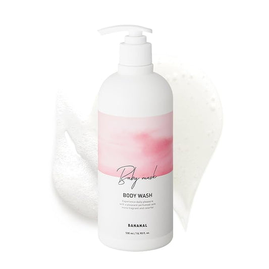 Korean Body Wash with Hyaluronic Acid & Aloe – Hydrating Moisturizing Cleanser for All Skin – Infused with Natural Extracts – Paraben & Silicone-Free – Baby Musk, 500ml / 16.9 fl oz