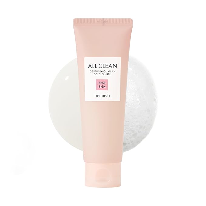 HEIMISH All Clean Gentle Exfoliating Gel Cleanser - Mild Exfoliating, Deep Cleansing, Pore Minimizing, Hydrating Face Cleanser for Sensitive skin with AHA BHA, Niacinamide, pH 5.5, 4.3fl.oz/130ml