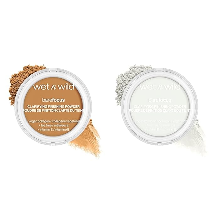wet n wild Bare Focus Clarifying Finishing Powder Matte Pressed Setting Powder Medium-Tan and Translucent