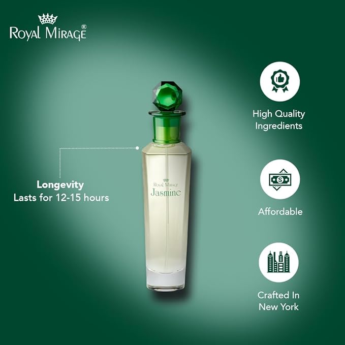 Royal Mirage Jasmine Eau de Toilette for Women - Premium Floral Fresh Perfume 100ml with Grapefruit & Apple - Long-Lasting Feminine Fragrance Spray - Sustainable Luxury EDT Made in USA