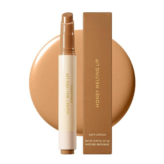 Nature Republic HONEY MELTING LIP (00 CHAI MILK TEA) SOFT LIP STICK Hydrating Gloss, Moisturizing balms, Sheer tint, Shine & Nude, Glowy Finish, korean make up, Stocking Stuffers