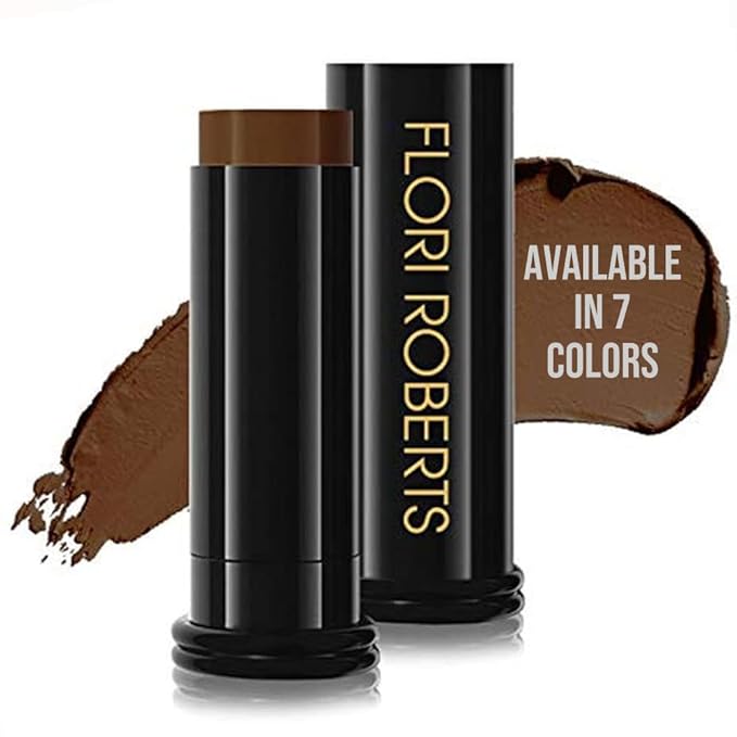 Base Strokes Crème Foundation Stick by Flori Roberts, Full Coverage for Women of Color or Deeper Skin Tones, Long Lasting Makeup, Natural Finish, Complexion Concealer & Corrector