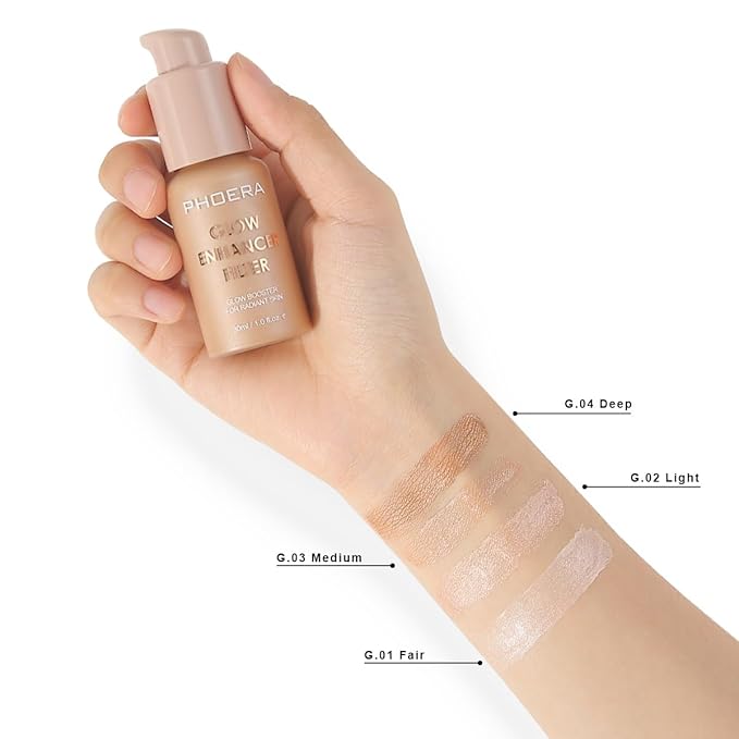 PHOERA Skin Glow Tint Foundation,Natural Radiant Longwear Filter Effect Silk Perfect Glow Flawless Foundation. (03 Medium)
