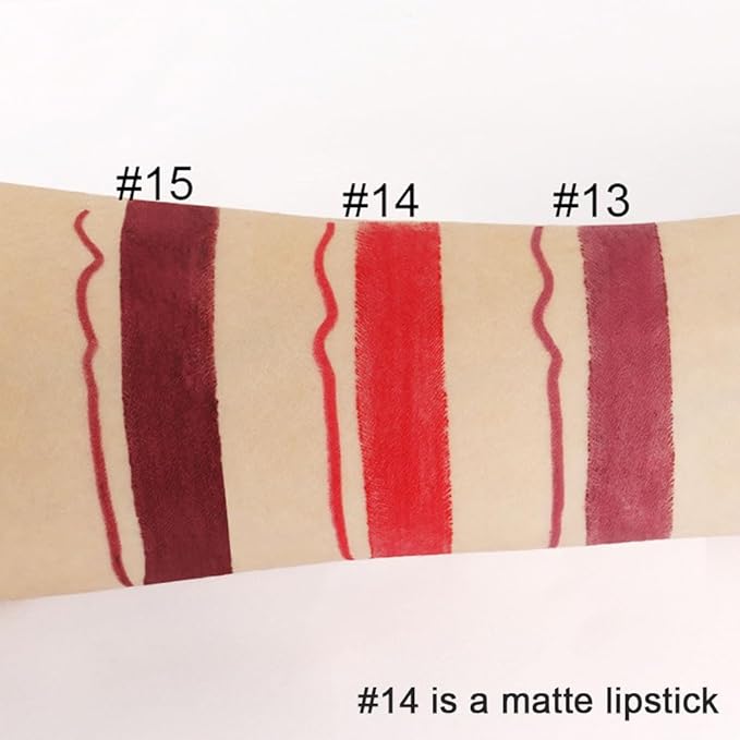 evpct 1Pcs Ruby Red Lip Liner and Lipstick Set Kit for Women Matte Lips Kit with Lip Liner Lip Stains Long Lasting Waterproof 24 Hour Lipstick and Lip Liners Combo Lipliners Pencil Set 14#