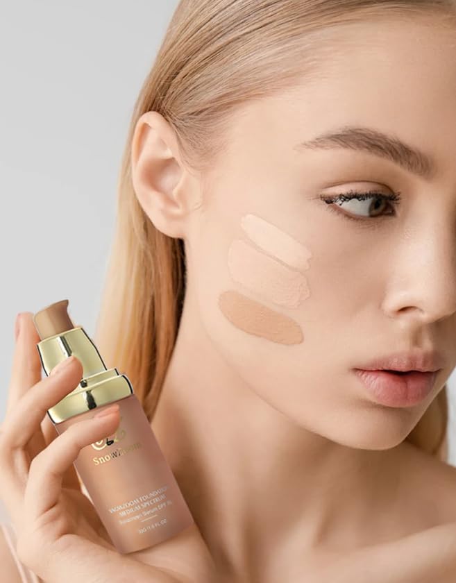 Medium/Light Spectrum-Color Changing Foundation 4 in 1 -with SPF 50+,Hydrating Longwearing & Waterproof，Makeup Care (light spectrum - suitable for people with fair skin, 1.2oz)