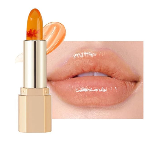 BINGBRUSH PH Color Changing Lipstick – Jelly Flower Lip Balm, Temperature-Activated Moisturizing Lip Tint, Long-Lasting Crystal Clear Lipstick for Women, Natural Glow & Hydration(01# Blood Rose)