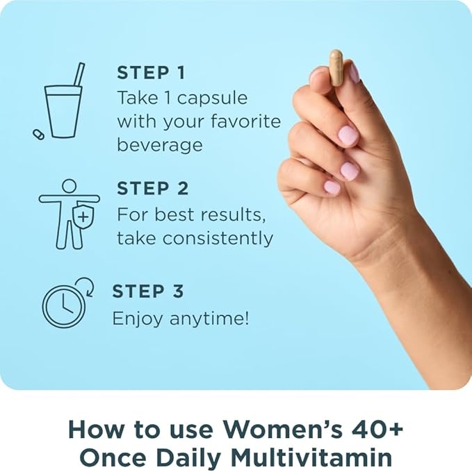 Ancient Nutrition Multivitamin for Women, Ancient Multi Women's 40+ Once Daily Vitamin Supplement, Vitamin B, Vitamin C and Vitamin K2, Folate and Iron Supplement, Supports Bone Health, 30ct