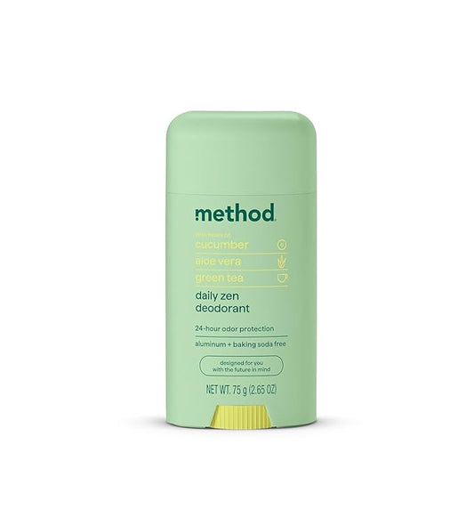 Method Deodorant, Daily Zen, Cucumber, Seaweed + Green Tea notes, 24 Hour Odor Protection, 2.65 oz