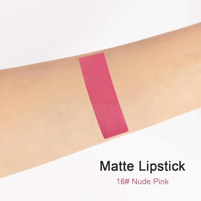 evpct 1Pcs Baby Mauve Pink Matte Lipstick and Lip Crayon Liner Pencil Set for Women Lip Stain Long Lasting Waterproof labiales mate magicos 24 horas originales pintalabios permanente 24 horas 16