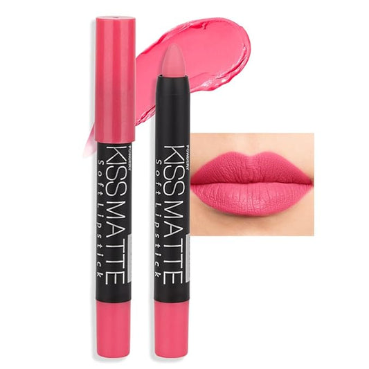 evpct 1Pcs Pink Matte Lipstick and Lip Crayon Liner Pencil Pen Set for Women Lip Stain Long Lasting Waterproof labiales mate magicos 24 horas originales pintalabios permanente 24 horas 04
