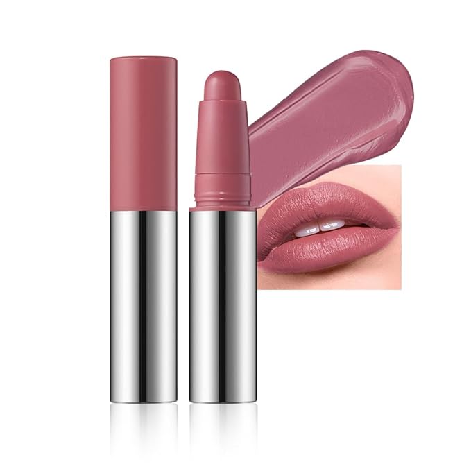 Dusty Rose Mauve Matte Lipstick Crayon – Waterproof Long Lasting Lip Liner Pencil, High Pigment Creamy Velvet Lipstick, Non-Drying Lip Color for Women, 02#