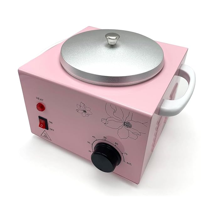 Single Pot Wax Warmer, Professional Electric Wax Heater Machine Facial Skin SPA Equipment with Adjustable Temperature Set(Pink)