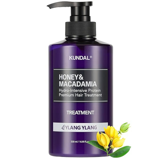 KUNDAL Honey & Macadamia Natural Conditioner, Korean Hair Care Damage Repair, Deep Hydration, Long Lasting Fragrance, with Honey, Argan Oil, Macadamia Oil 16.9fl oz (Ylang Ylang)