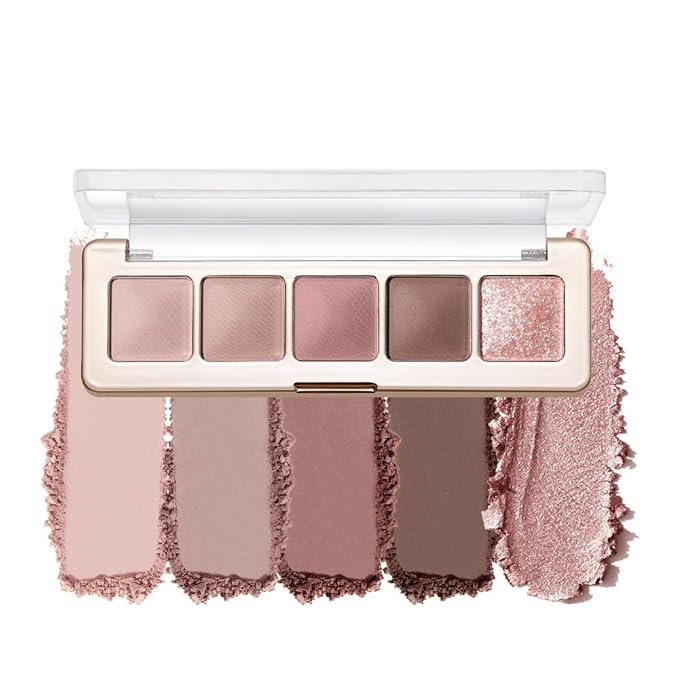 Neutral Eyeshadow Palette 5 Colors, Nude Brown Matte & Subtle Shimmer Shades, Highly Pigmented Blendable Long-Lasting Powder, Smooth No-Fallout Daily Eye Makeup Palette for Work and Natural Looks- C02