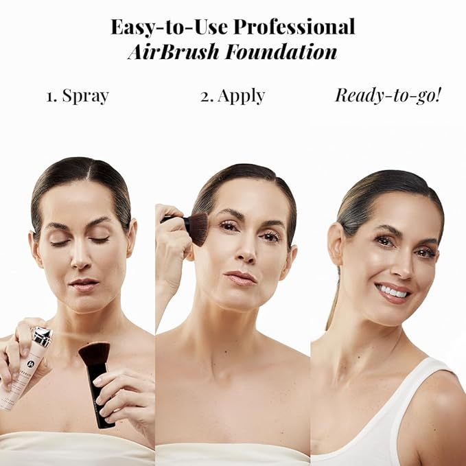 Jerome Alexander MagicMinerals AirBrush Foundation, Spray Makeup with Skincare Active Ingredients, Ultra-Light, Buildable, Full Coverage Formula (Light)