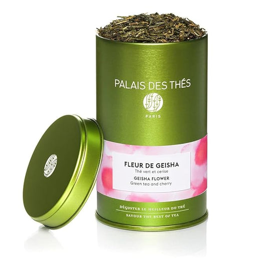 Palais des Thés - Geisha Flower - Green Tea & Cherry Blossom - Premium Loose Leaf, Serves 20-25 Cups - 3.5oz Tin