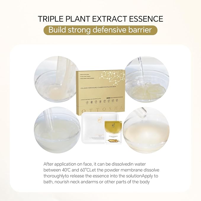 Bioactive Collagen Revitalizing Facial Mask for Women & Men Skin Care SPA,10+10 Packs Separated Essence and Powder Membrane, Moisturizing,Soothing,Repair,Firming, Anti-Aging (10 pairs)