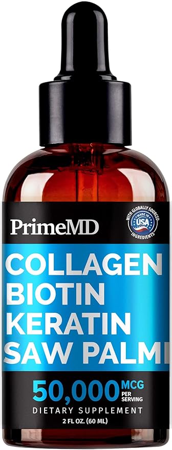 Liquid Collagen Peptides for Women - Serum Complex with Biotin Vitamin, Hydrolyzed Keratin Protein and Saw Palmetto - Comprehensive Formula for Hair, Skin, and Nails Wellness - 2fl oz (Pack of 1)