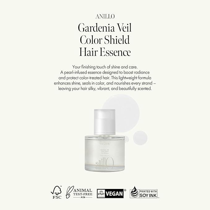Gardenia Veil Color Shield Hair Essence – Lightweight Leave-In Treatment for Color-Treated Hair – Shine Boost, Damage Repair, Color Fixing System, Floral Scent – (50ml / 1.69 fl. Oz)