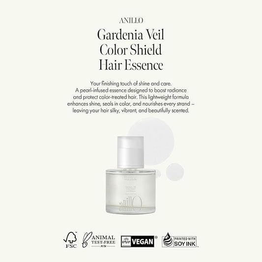 Gardenia Veil Color Shield Hair Essence – Lightweight Leave-In Treatment for Color-Treated Hair – Shine Boost, Damage Repair, Color Fixing System, Floral Scent – (50ml / 1.69 fl. Oz)