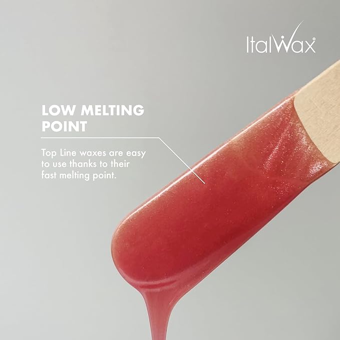 Italwax Top Line Pink Pearl Hard Wax 1.65lb (750g) – Semi-Creamy Shiny Pink Facial Wax for Sensitive Skin, Strong from First Pull, Highly Elastic for Precision Work – Made in Italy