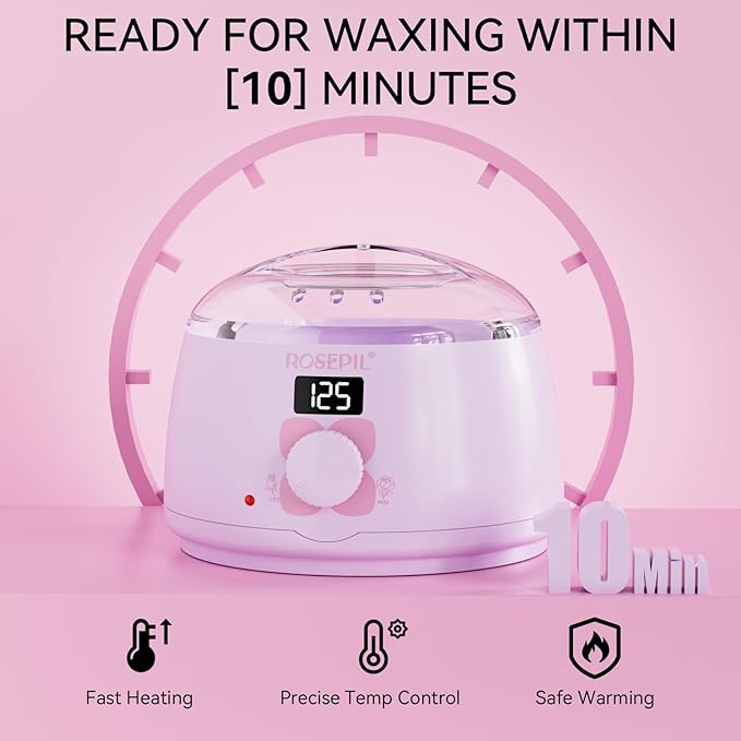 Digital Wax Warmer - Beginner-Friendly Waxing Kit with Smart Temp Control, 6 Packs (3 Colors) Wax Beads for Targeted Hair Removal - Ideal for Body, Bikini, face, Home Salon Use