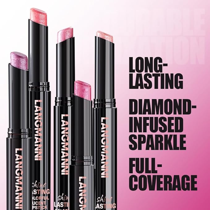 Jolilab 2Pcs Sparkling Lipstick Lip Gloss Long Lasting Waterproof Moisturizer Lip Balm Glitter Shimmer Metallic Lipstick, Diamond Shiny Bold Glow Goth Lipstick for Women Girls,Non-sticky(09+10