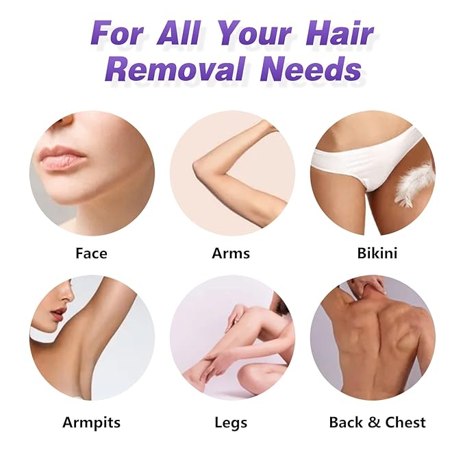 3 lb Hard Wax Beads, Brazilian Hair Removal Waxing Bead Refill Bulk for Waxing Studio & Home Use Stripless Wax Bean for Face Bikini Body Face Sensitive Skin with 5 Applicators Lavender