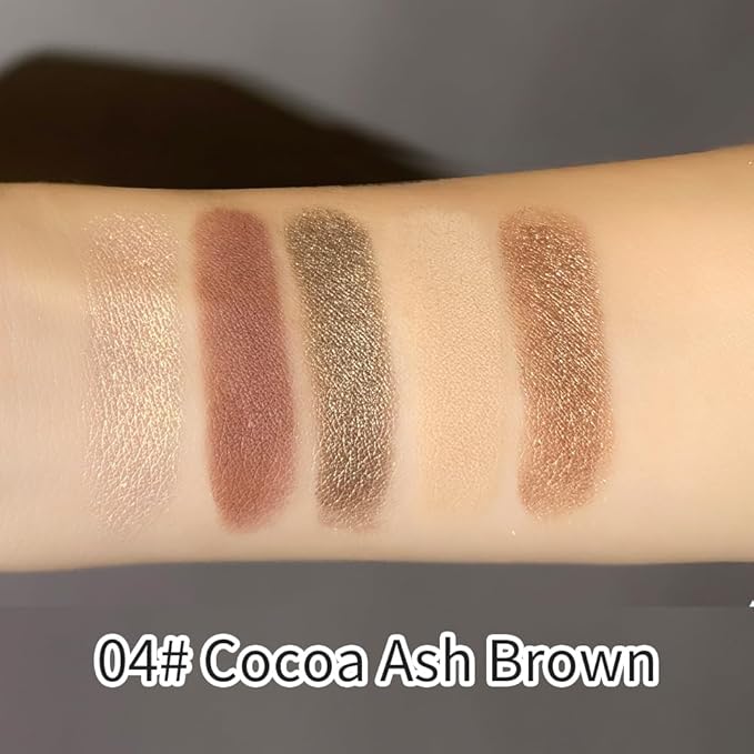 Neutral Eyeshadow Palette 5 Colors, Nude Brown Matte & Subtle Shimmer Shades, Highly Pigmented Blendable Long-Lasting Powder, Smooth No-Fallout Daily Eye Makeup Palette for Work and Natural Looks-C04