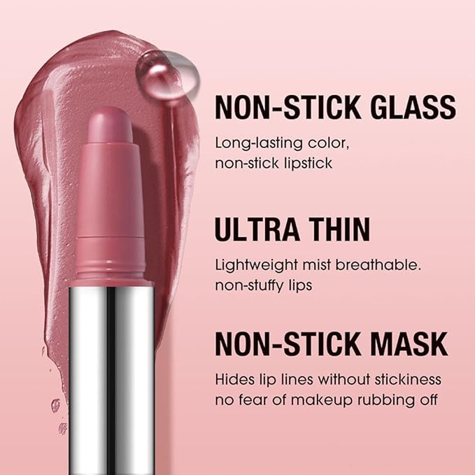 Dusty Rose Mauve Matte Lipstick Crayon – Waterproof Long Lasting Lip Liner Pencil, High Pigment Creamy Velvet Lipstick, Non-Drying Lip Color for Women, 02#