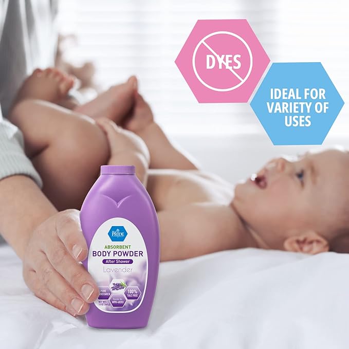 MED PRIDE 100% Talc-Free Cornstarch Dusting Powder for Women Paraben-Free Soothing Odor & Moisture Protection (Lavender 13 Ounce (Pack of 1))