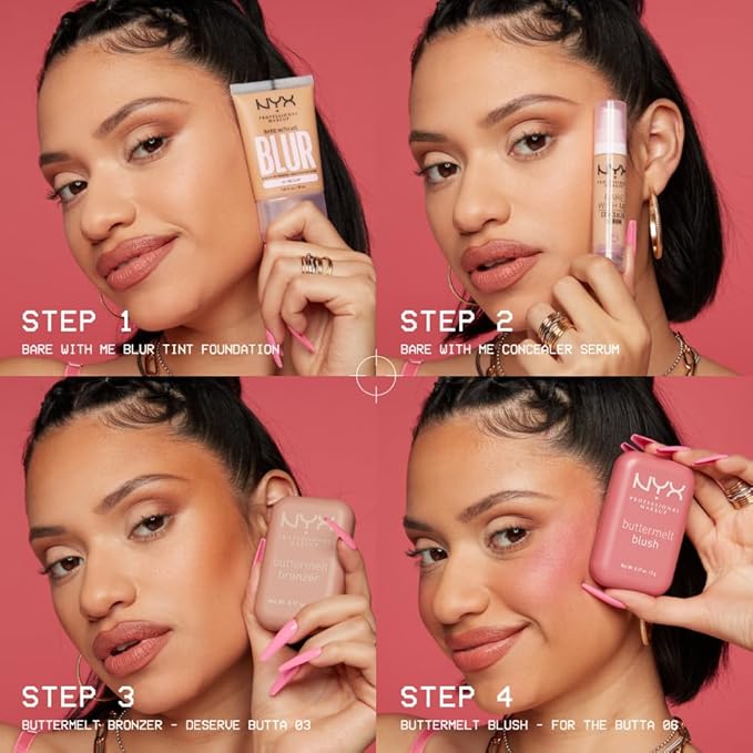 NYX PROFESSIONAL MAKEUP Buttermelt Powder Blush, Fade and Transfer-Resistant Blush, Up to 12HR Make Up Wear, Vegan Formula - My Butta Half