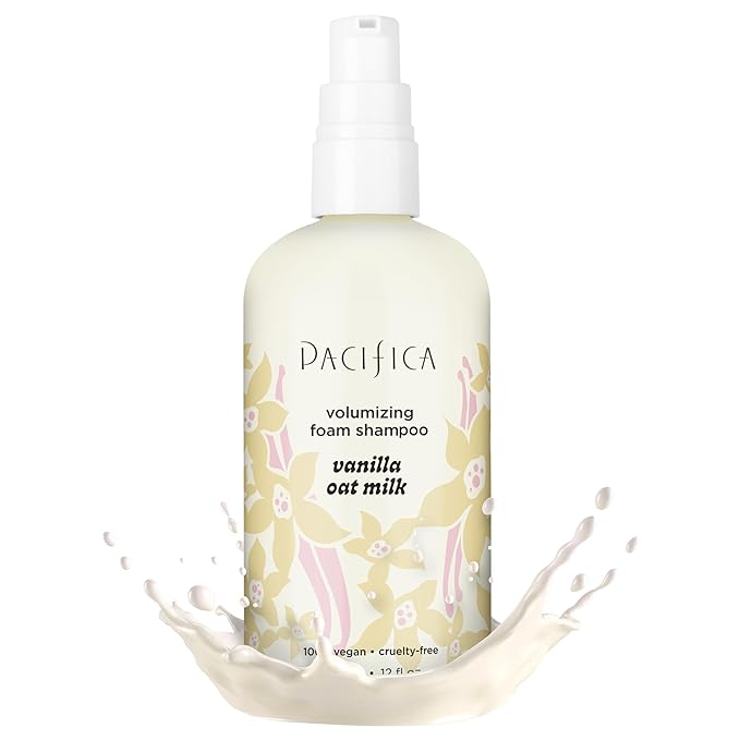 Pacifica Vanilla Oat Milk Volumizing Foam Shampoo – Weightless Foaming Shampoo for Fine or Flat Hair, Adds Volume & Body, Hydrating Oat Milk, Sulfate-Free, Vegan