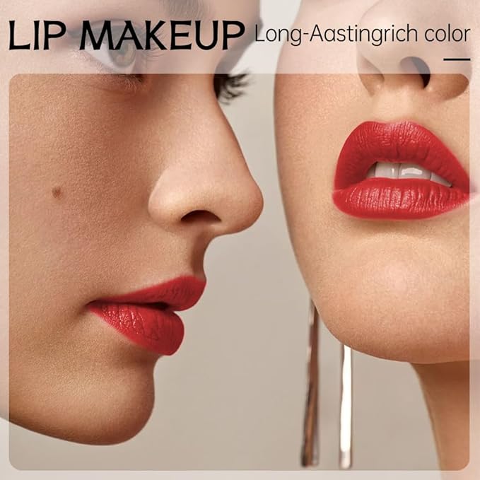 Classic Red Lip Matte Lip Liner Pencil – Smooth & Moisturizing Lip Pencil for Precise Contour, Rich Color Payoff, Lightweight Everyday Lip Makeup, Twist-Up Design,04#