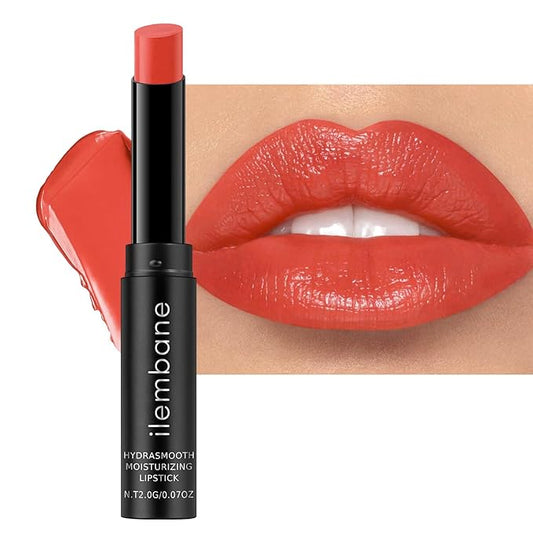 Coral Red Moisture Lipstick – Hydrating Lip Balm for Dry, Cracked Lips, Weightless Creamy Lip Color with Vitamin E, Hydrasmooth, Glossy Juicy Finish, Long Lasting for Women (Coral)