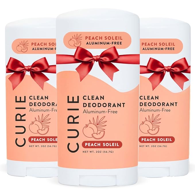 Curie Natural Deodorant for Women - Peach Soleil - Aluminum Free, Clean, Sustainable, Vegan, Paraben Free (3pk)