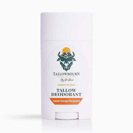 Sensitive Skin Natural Deodorant | Aluminum & Baking Soda Free | Men and Women | Fresh & Clean | All Day Dryness | Reduces Sweat and Odor (Sweet Orange & Bergamot) - 3 oz
