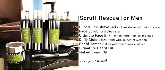 MGA Vegan Shave Gel for Men - Scruff Rescue Super Slick Shaving Gel for Men Sensitive Skin | Face Friendly pH Prevent Razor Bumps & Provides a Close, Smooth Shave with Less Skin Irritation - 6 fL OZ