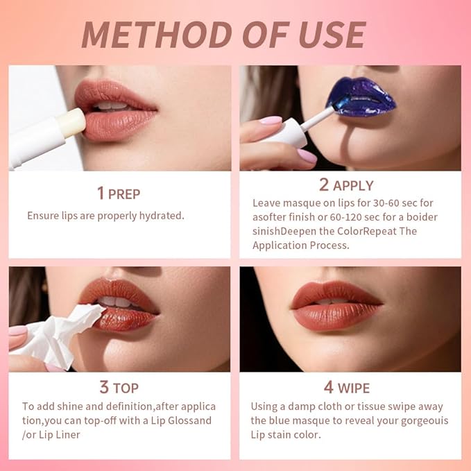 Lip Stain - Wipe-Off & Peel Off Lip Color | Waterproof, Long Lasting, Transfer-Resistant, Smudge-Proof Lip Tint | Easy Wipe Finish, High Pigment | All-Day Kiss-Proof Lip Stain, Muted Terracotta +#1