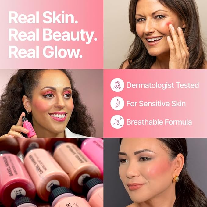 Daniel Sandler Watercolor Liquid Blush — Buildable, Blendable & Long-Lasting Liquid Blush for Cheeks, Lips, & Eyes — Lightweight & Water Resistant — For All Skin Types — Gentle