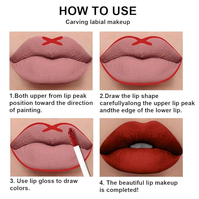 evpct 2Pcs Vivid Red Matte Lip Liner and Lipstick Combo Set for Women, Red Lip Combo Set Liquid Lips Stick Gloss and Lipliner Stain Set Long Lasting Waterproof, Lips Makeup 24 Hours labiales originale