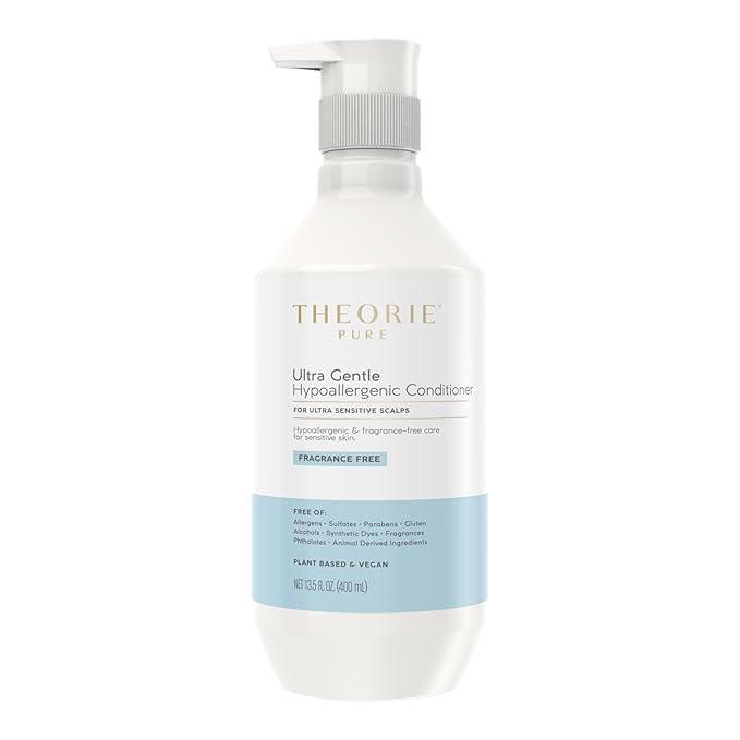 Theorie Pure Ultra Gentle Hypoallergenic Conditioner - Plant Based & Vegan - Conditions, Soothe Itchy & Allergy Prone Skin - Fragrance-Free - Ultra Sensitive Scalp, Pump Bottle - 400mL
