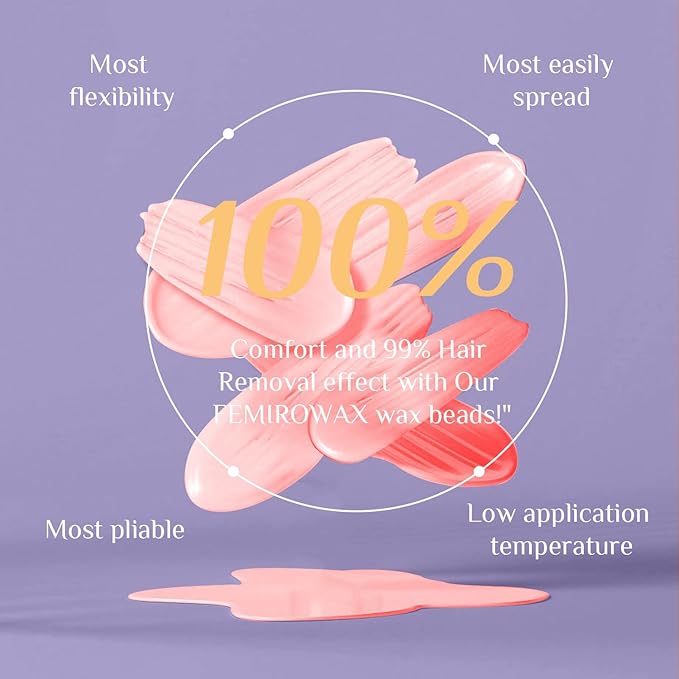 Wax Beads, 1lb Hard Wax Beans for Hair Removal Sensitive Skin with Rose Formula Waxing Beads for Full Body Brazilian Bikini Face Eyebrow at Home Wax Refill for Women Men